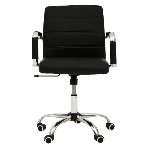 Interiors by Premier Office Chair with Arms Brent Low Back Faux Leather Black/Chrome
