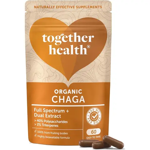 Together Health Organic Chaga 900mg Dual Extract Fruiting Bodies Daily Wellness Support Capsules - 60 Capsules