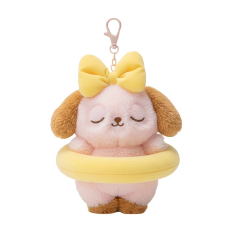 Jouets en peluche - Porte-clés en peluche en forme de bouée pour chien, modèle A, jaune, 13 cm, 20