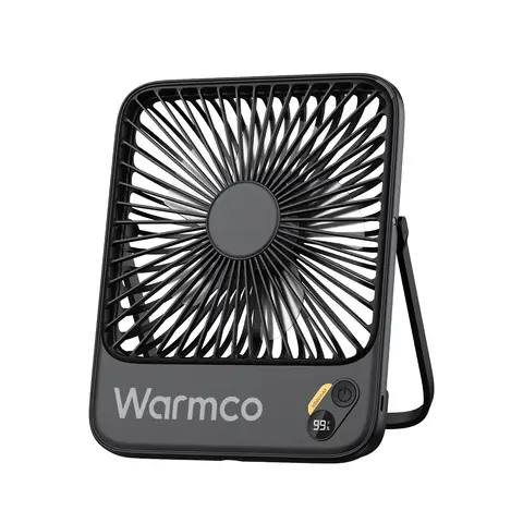 Warmco 10000mAh Portable Travel Fan 7-inch, Max 24H Runtime, Ultra-thin Quiet Rechargeable Battery Operated Desk Fan with Digital Display for Camping, Office, Bedroom, Cruise Essentials