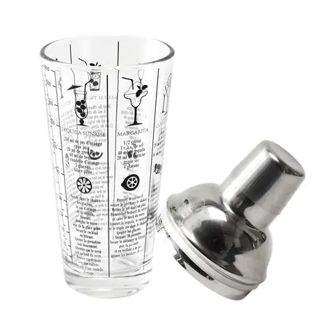 COOK CONCEPT Shaker à cocktail en verre avec 6 recettes 45 cl