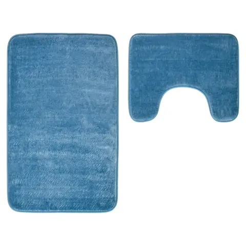 Maison by Premier Bath Mat & Pedestal Set Soak Microfibre Plush Blue 50x80cm