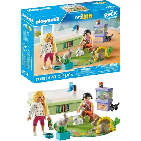 PLAYMOBIL Mein Leben 71753 Familie mit Kaninchen Tierfiguren Spielzeug für Kinder ab 4 Jahren