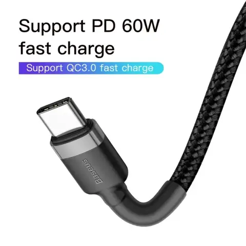Baseus Cafule 60W USB-C auf USB-C Ladekabel - 1M - Grau/Schwarz