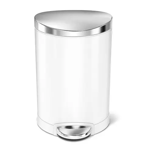 Simplehuman 6L Semi-Round Bathroom Pedal Bin, White Steel