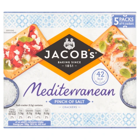 Jacob's Mediterranean Pinch Of Salt Crackers 190g