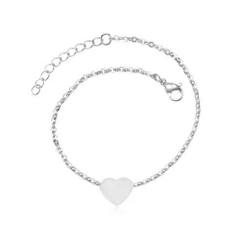 Loveheart Bracelet - Stainless Steel - 15cm long x 12mm Loveheart
