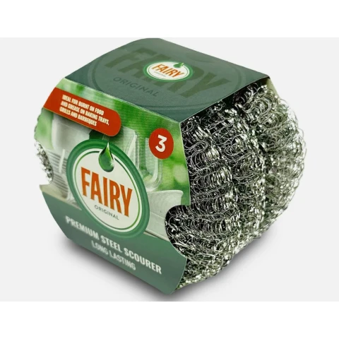 FAIRY STEEL SCOURER (3) PK24   NT