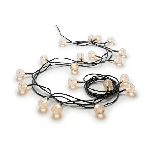 White Label Bubble ball light string 11m 60 lights 2.4 bubble ball, 2-wire 3V, 800 mAh 18650 lithium battery, three-speed timing, eight-function flashing, with remote control, USB charging, warm white