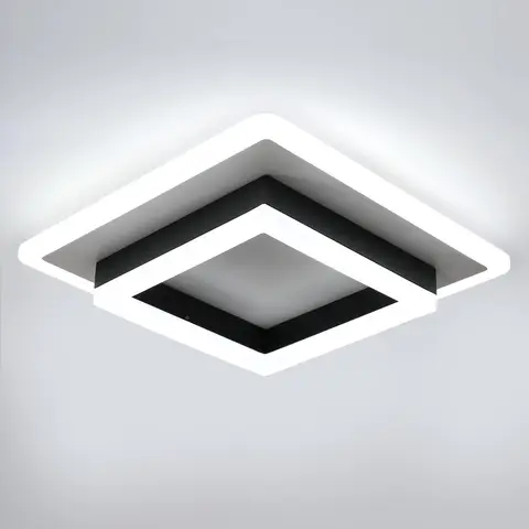 Goeco quadratische LED-Deckenleuchte 24W 2700LM Schwarz 6500K Kaltweiß für Flur Schlafzimmer Badezimmer Küche Wohnzimmer