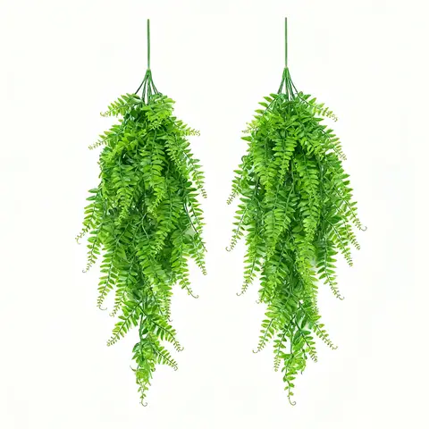 Wei's Moment 2PCs/1Set Artificial Hanging Plants Fern Vine - Fake Ivy Leaves Decoration for Indoors & Outdoors， Faux Foliage Greenery Decor for Living Room， Kitchen， Balcony， Garden， Bedroom， Farmhouse Aesthetic, New Year Sale , Top gift picks