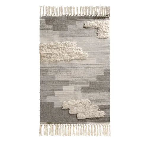 PHANTOSCOPE Ashler Cotton Area Rug Boho Rugs Woven Tassel Indoor Outdoor Carpet Shaggy Tufted Machine Washable Floor Mat Farmhouse Rug for Living Room Bedroom Kitchen Decor Gray 2 x 6 Feet