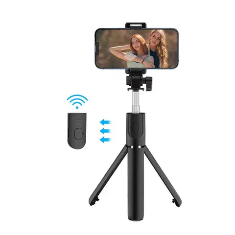 Verbex New K50 Black Remote Control Selfie Stick Bluetooth Selfie Stick Travel Phone Holder Extended 1.9m Live Streaming Floor Stand Fill Light Universal Photography Gadget