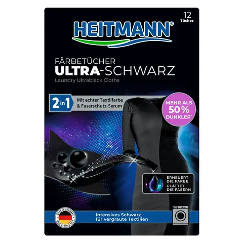 HEITMANN 2 in 1 Färbetücher Ultra-Schwarz 12 Stück