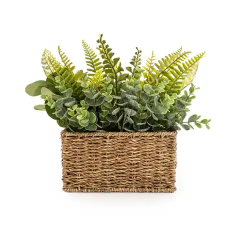 Candlelight Artificial Ferns in Woven Basket 30cm