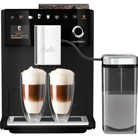 Melitta Latte Select F630-212, Fully Automatic Bean To Cup Coffee Machine, Milk Frother, Frosted Black