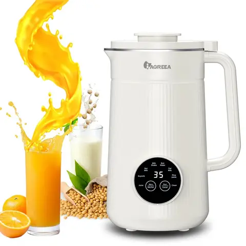Iagreea Machine à lait végétal 8-en-1, 35 oz, boissons d’avoine, de soja et végétales, sans produits laitiers, fonction maintien au chaud 2 h, blender de comptoir, 10 lames, démarrage différé 12 h, sans BPA, autonettoyant, blanc
