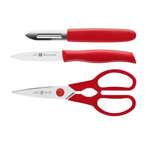 ZWILLING Twin Grip Messerset 3-teilig - Sparschäler 6.5 cm + Spick- und Garniermesser 9 cm + Vielzweckschere