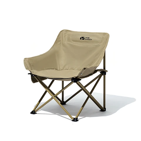 Mobi Garden, Tragbarer klappbarer Mondstuhl für Camping, Angeln, Picknick, Sandfarben, Breiter 64,5 cm Sitz, Hohe Belastbarkeit, Langlebig und reißfest