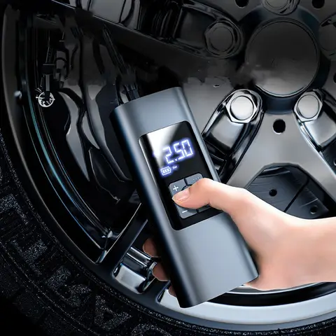 6000mAh Dual Power Digital Display Air Pump, Mini Portable with LED Light, Suitable for Inflating Car, Motorcycle, and Bicycle Tires, and Ball Inflators