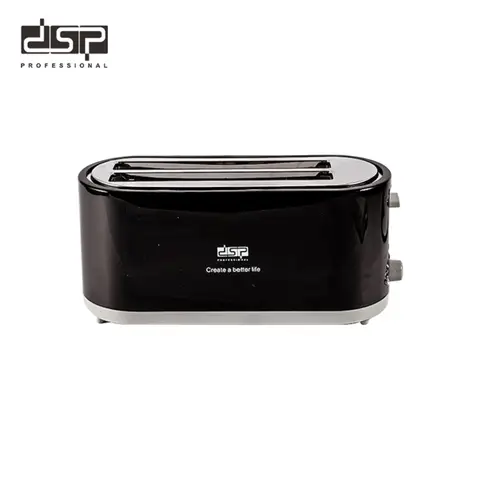 DSP 4-Slice Toaster, 1400W 7-Shade Settings Toaster with Auto Eject, Anti-Jamming, Cord Storage & Non-Slip Chip Tray,  Black (Model: KC2046)