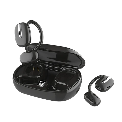 VoxorAI V90 black earphones, sports earphones, Bluetooth AI translation earphones support real-time translation of 150 languages, and are suitable for study, travel, and business.