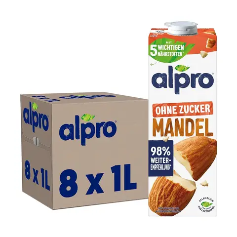 Alpro Mandeldrink Ohne Zucker Vorteilspack - 8 x 1 L