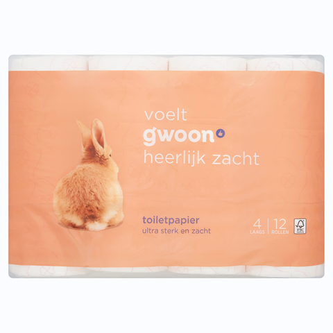 G'woon Toiletpapier 12 Rollen 4 Laags