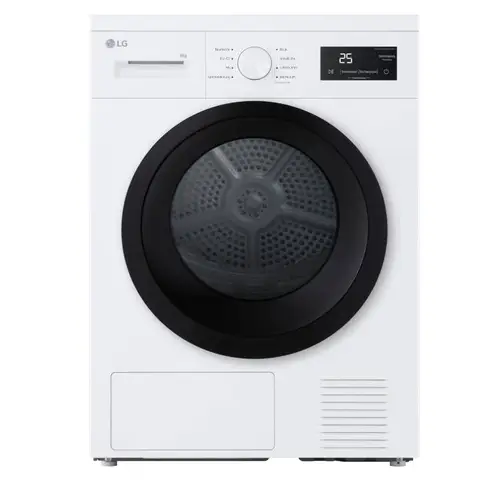 LG RT80B2 Condenser Dryer, 8 kg, Dual Inverter Heat Pump, Sensor Dry, LED Touch Display, Delay Start, Drum Light, Stainless Steel, 8 Programmes, White [Energy Class D]