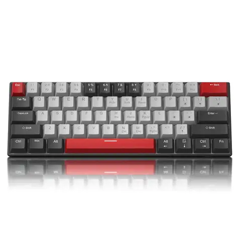 MageGee STAR Clavier de jeu mécanique filaire 60 % avec rétroéclairage LED, 61 touches - Gris / noir / bleu
