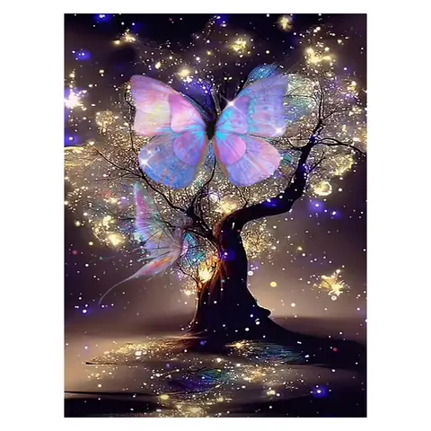 JU7CER Adult 5D Diamond Painting Kit - Sparkling Tree | Home Decor Gift (Purple) | 11.81×15.75 Inches (30×40cm)