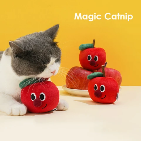 ZEZE Apple Catnip Cat Toy, 9cmx10cm Interactive Self-Play Chew Toy