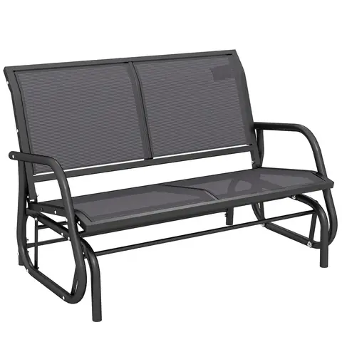 Outsunny 2-Person Outdoor Glider Bench Patio Double Swing Gliding Chair Loveseat w/Power Coated Steel Frame for Garden Patio Porch, Grey