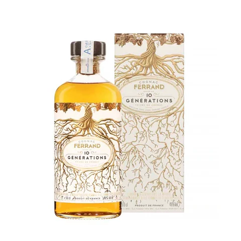 COGNAC FERRAND - 10 Générations - Cognac - 46% Alcool - Origine : France/Poitou-Charentes - Notes de fruits confits & noix - 50 cl