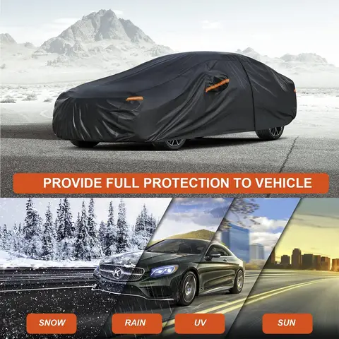 Kayme Car Cover Waterproof Breathable, Full Garage Car Cover for Sun Rain Dust Protection with Zipper and Cotton Lining, Cover for Sedan/Estate (470 to 490 cm) 3XL Black