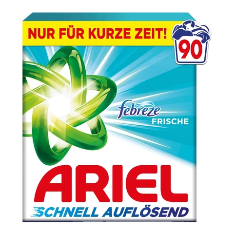 ARIEL Febreze Freshness Waschpulver, 90 Waschgänge, Schnelllösend mit Geruchseliminierung
