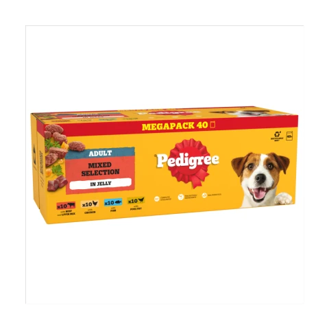 PEDIGREE Adult Wet Dog Food Mixed Selection Jelly 40x100g Mega Pack Pouch