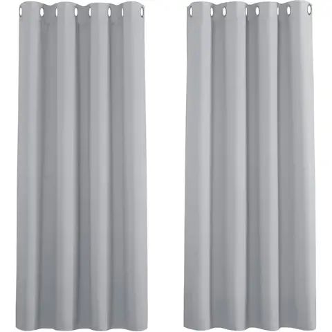 PONY DANCE Rideaux occultants à œillets, Largeur 117 x Hauteur 137 cm, Lot de 2 panneaux, gris argenté