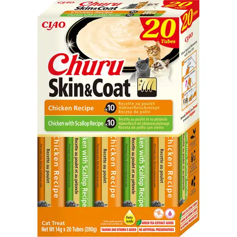 INABA Churu Cat Skin & Coat Multipack 2 Chicken Varieties 20 pcs.