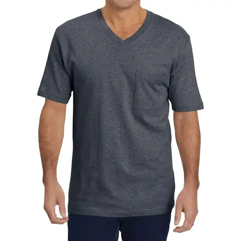 Men's Short Sleeve Pocket T-Shirts Casual Summer Cotton V Neck Tee Tops (DarkGray, M)