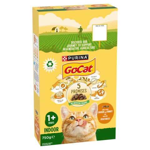 Go-Cat with a Tasty Chicken and Turkey Mix with Vegetables 1+ Years  Indoor 750g