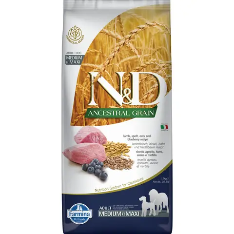 Farmina N&D Ancestral Grain Lamm Hundefutter für Erwachsene Mittel-/Großrassen 12 kg
