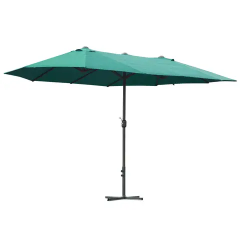 Outsunny 4.6m Garden Parasol Double-Sided Sun Umbrella Patio Market Shelter Canopy Shade Outdoor with Cross Base – Dark Green