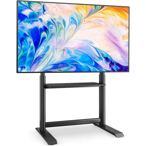 Universal TV Stand TV Floor Stand with Shelf for 60-86 Inch LED LCD TVs,Height Adjustable Tall TV Mount Stand Portable TV Stand with Bracket Max.VESA 800x600 mm,up to 86 kg，Black