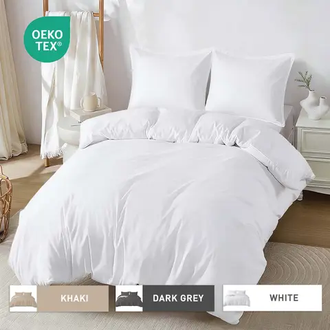 LeBonsoir Parure de lit avec housse de couette 240 x 260 cm et 2 taies d'oreiller 80 x 80 cm - Blanc
