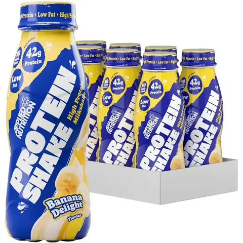 Applied Nutrition Ready-to-Drink High Protein Shake, Banana Flavor - 8 × 500ml Bottles