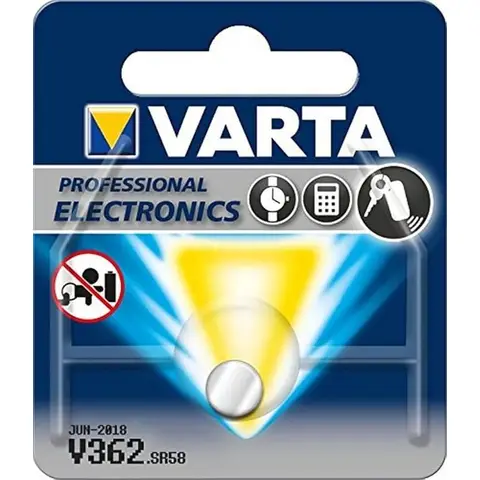 VARTA Batterie Silberoxid, Knopfzelle, 362, SR58, 1,55V Elektronik, Einzelhandels-Blisterpackung (1 Stück)