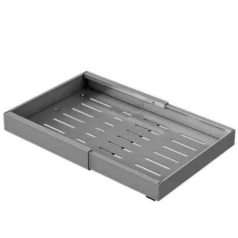 Vivreal Extendable Storage Rack – Gray Large Drill-free Pull-out Basket, Stainless Steel, Adjustable 16.5–26.8 in, Easy Installation, S42G