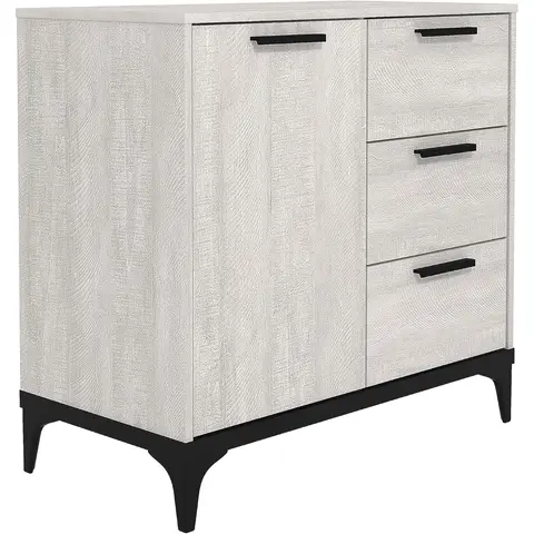 Galano Lawrence 1 Door 3 Drawer Sideboard – Cabinet Storage Organizer for Home – Storage Sideboard with Adjustable Shelves – Dusty Grey Oak Finish