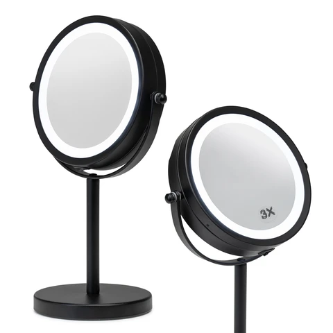 Croydex Beauty Mirror Round LED Black